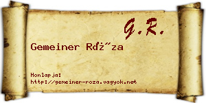 Gemeiner Róza névjegykártya